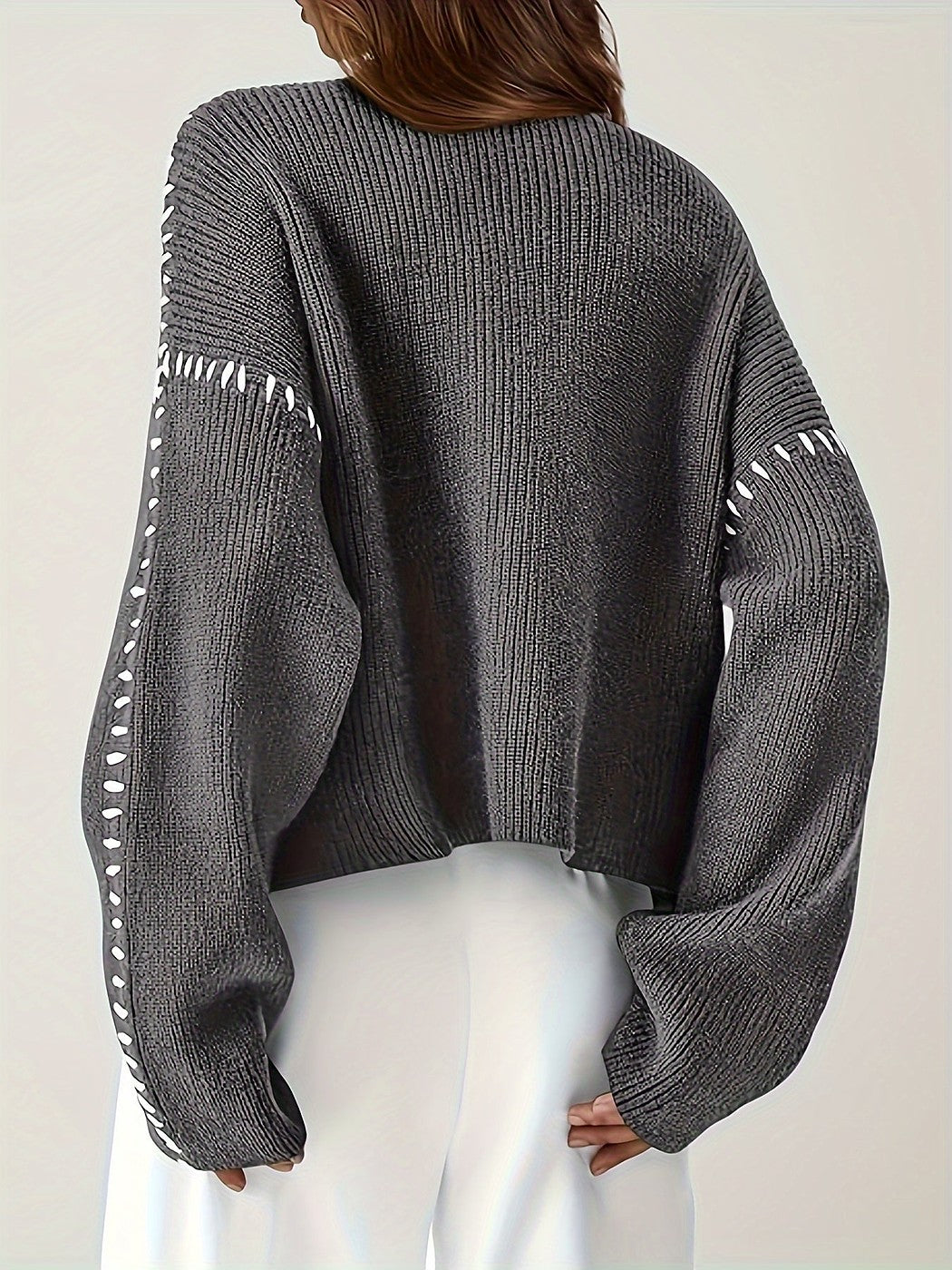 Women's Blanket Stitch Funnel Neck Jumper