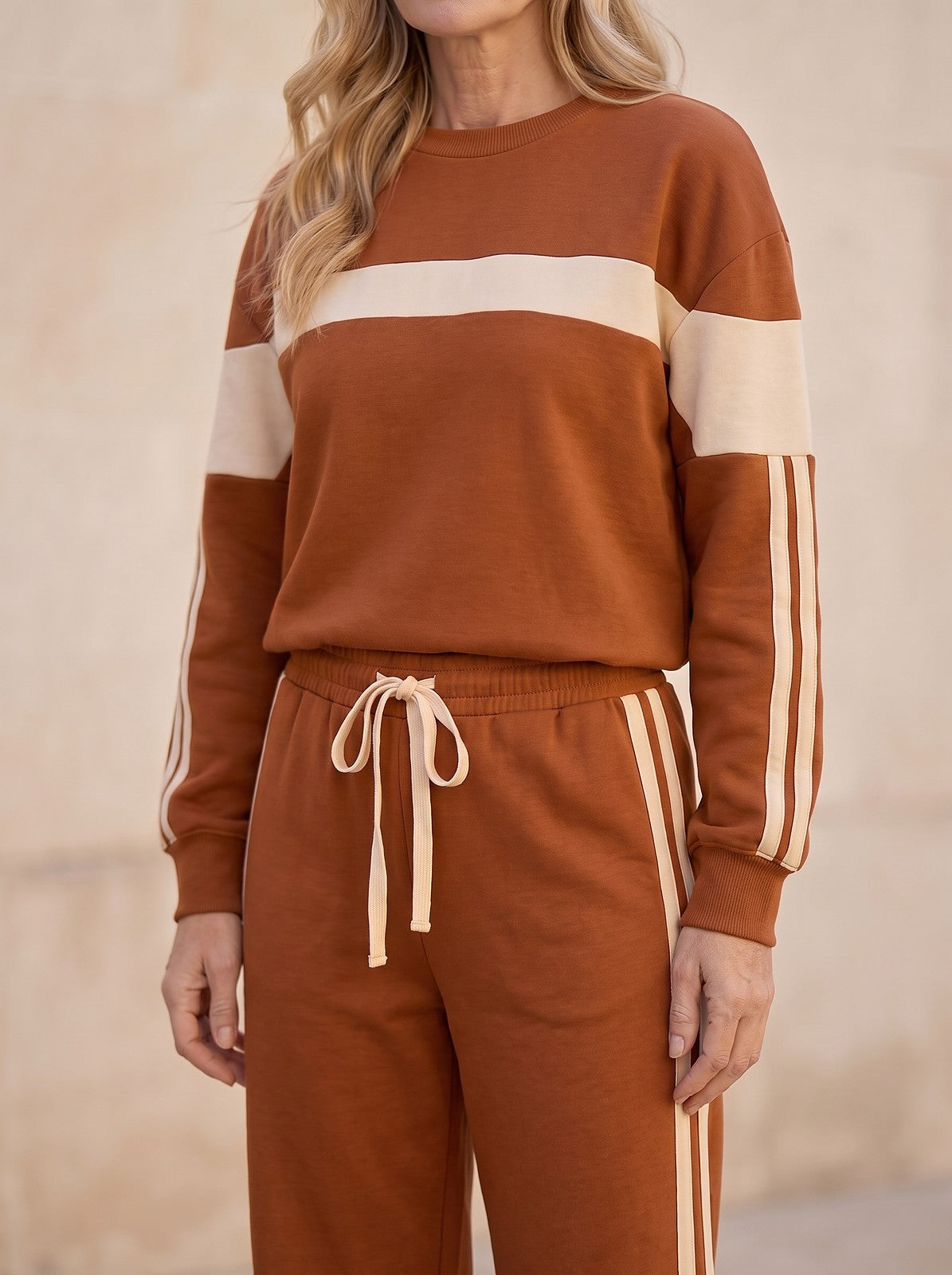 Women's Striped Sweatshirt Wide Leg Tracksuit