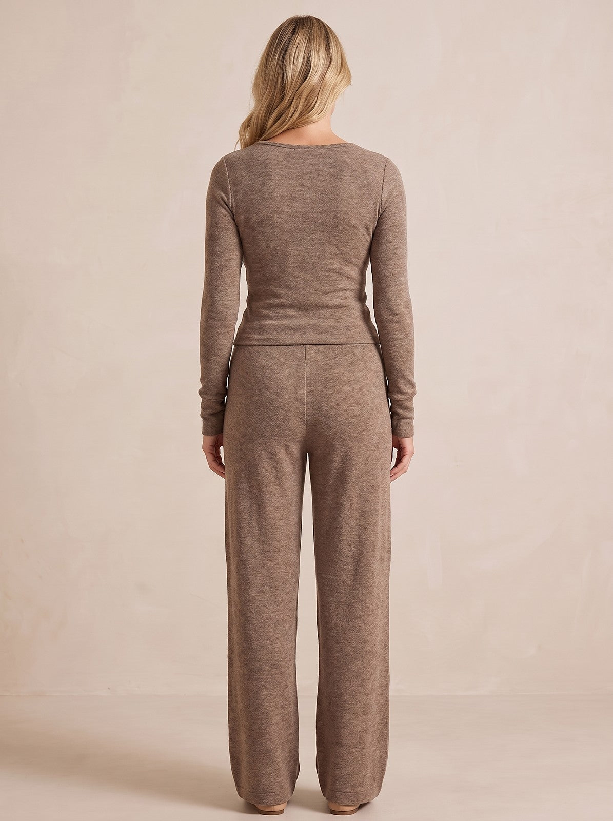 Women's Knitted Lounge Set Wide Leg Trousers