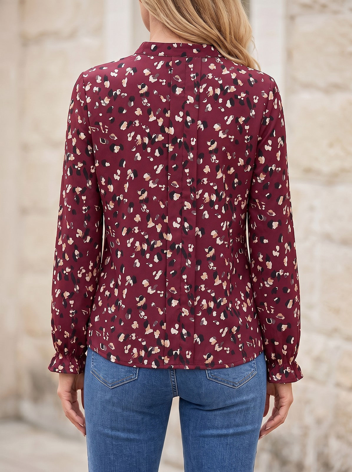 Women's Print Ruffle Chiffon Top