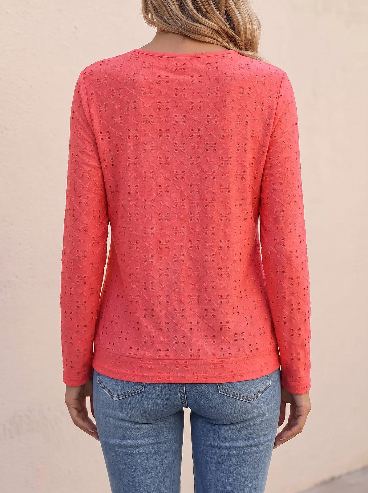 Women's Embroidered Knit Round Neck Blouse
