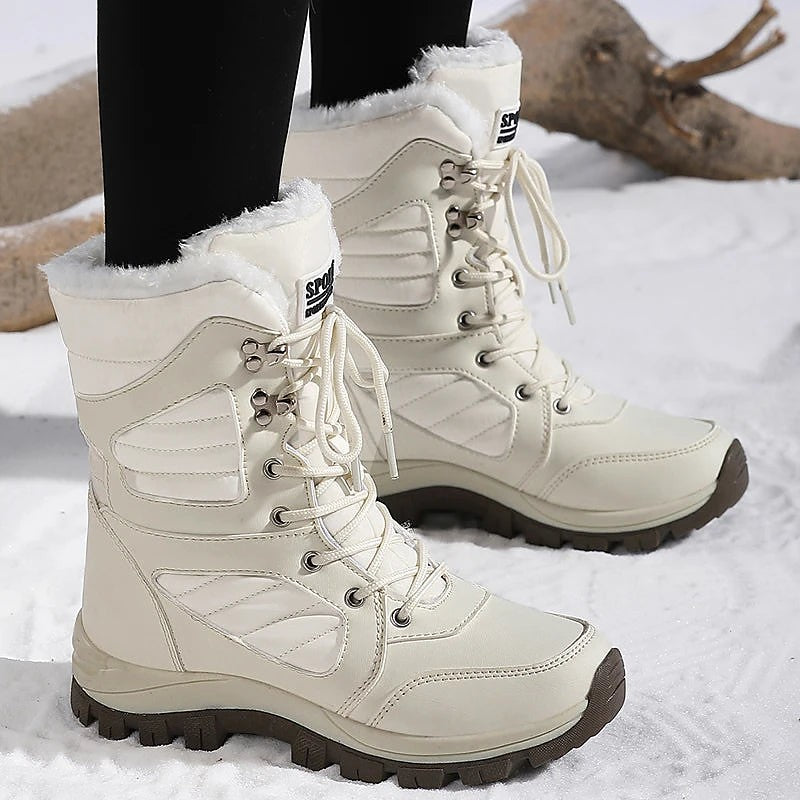 Women's Warm Collar Lace Up Snow Boots