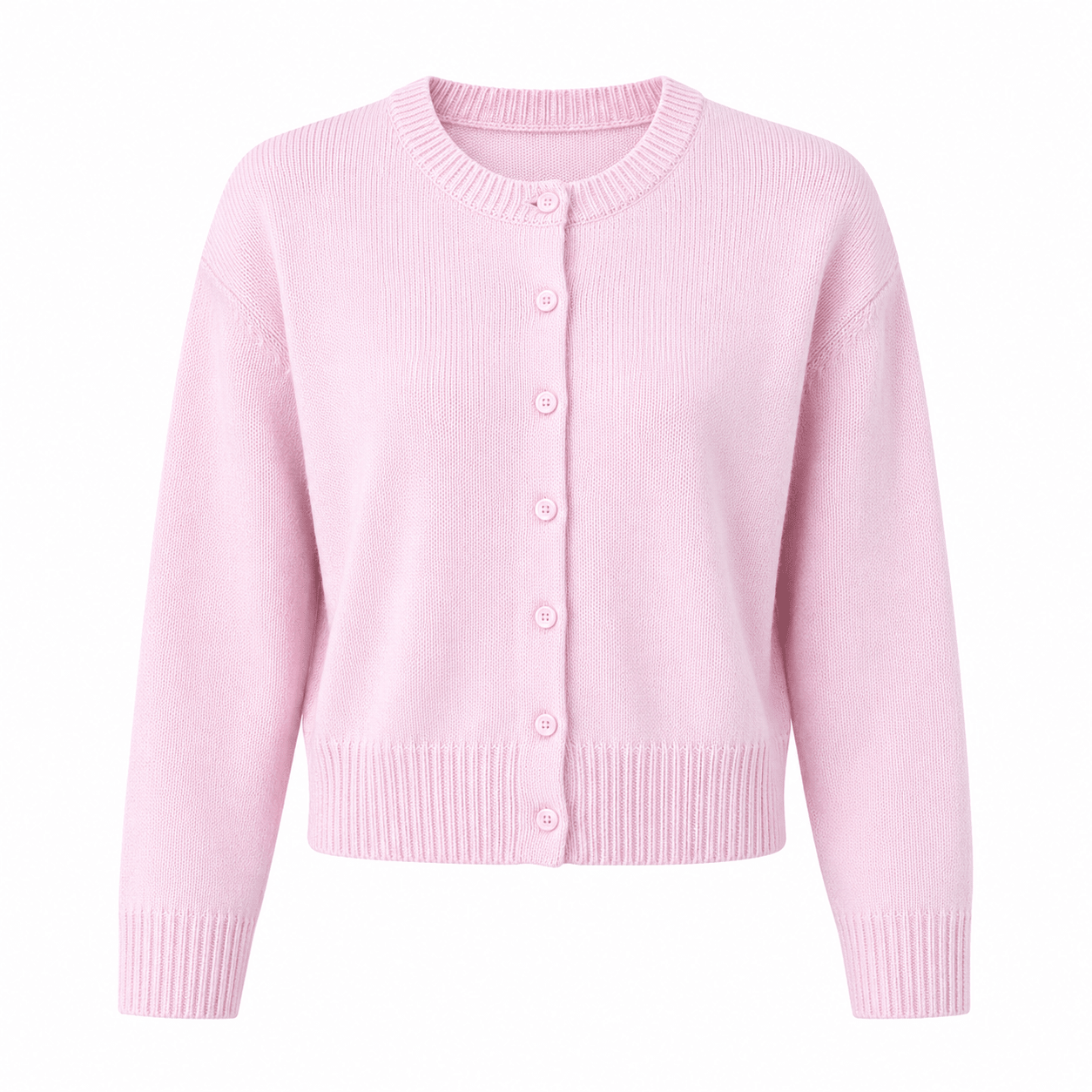 Women's Buttoned Short Knit Cardigan with Clean Finish