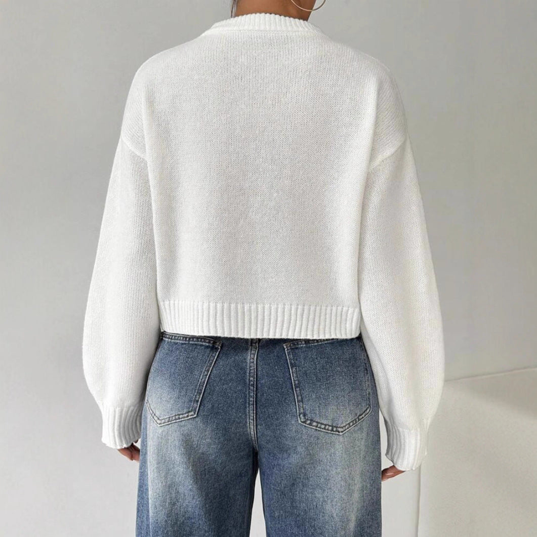 Women's Fine Knit Jumper with Round Neckline