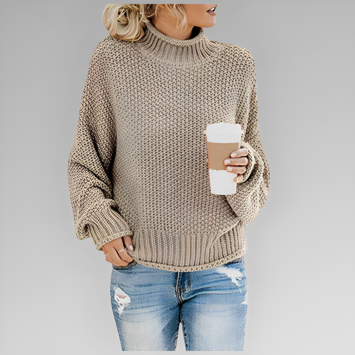 Women's Knitted Turtleneck Jumper in Soft Fabric