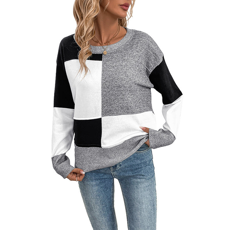Women's Longline Geometric Knit Jumper with Soft Touch