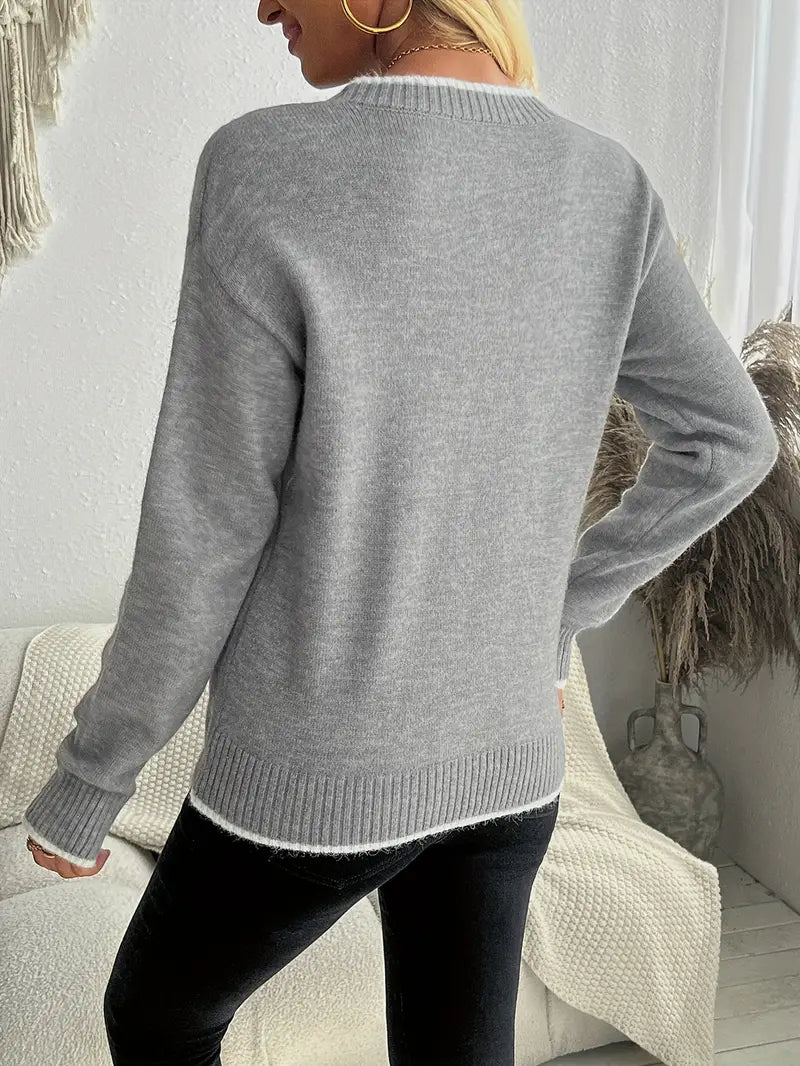 Women's Snowflake Pattern Jumper with Comfortable Fit
