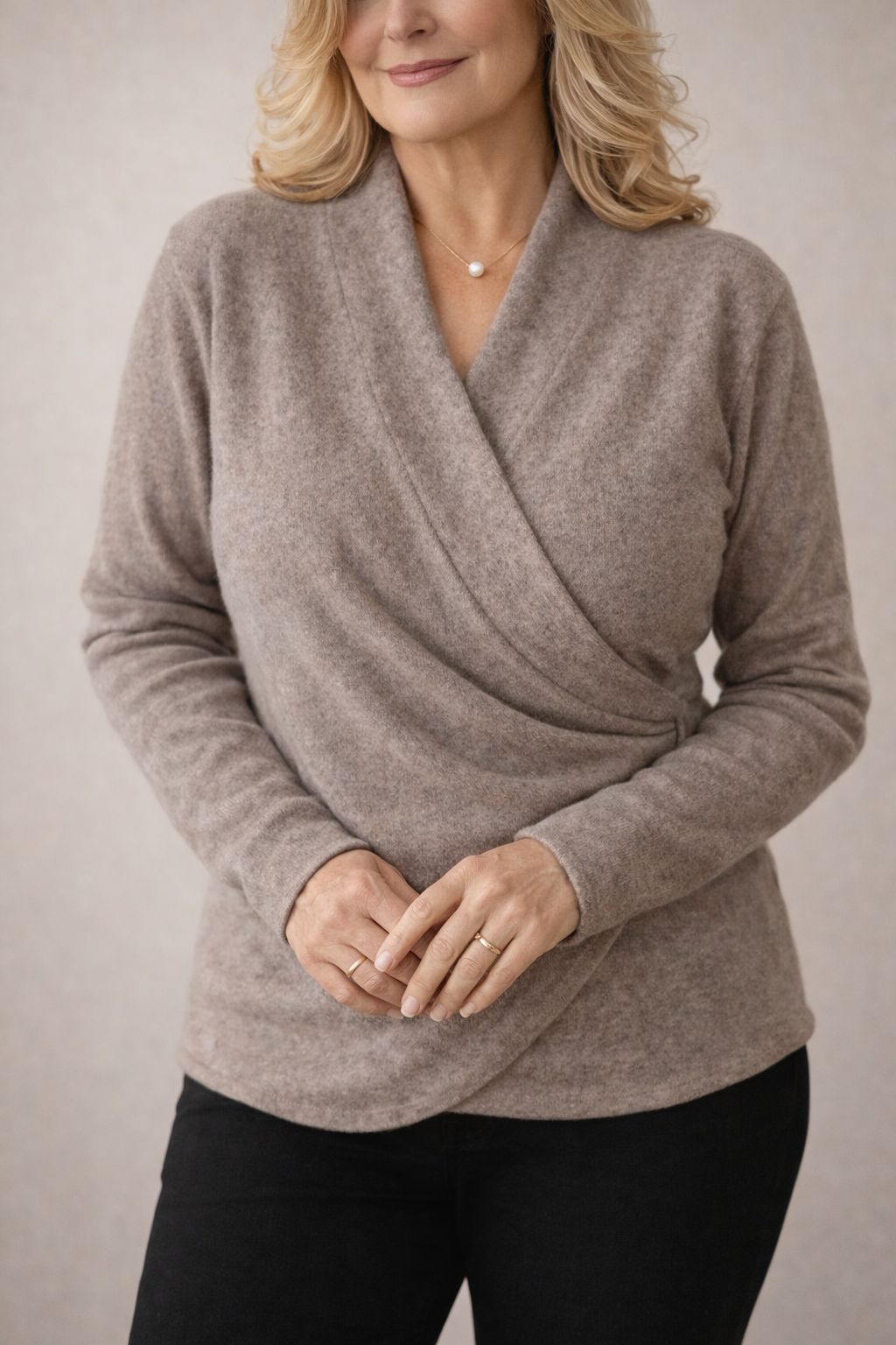 Women's Soft Knit Jumper with Chic Cross Neckline
