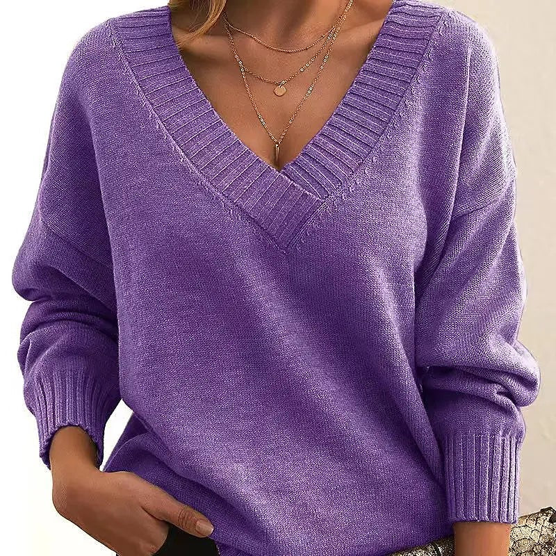 Women's Deep V Neck Jumper