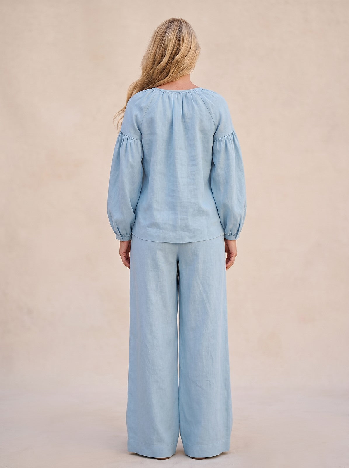 Women's Slub Weave Balloon Sleeve Co-ord Set