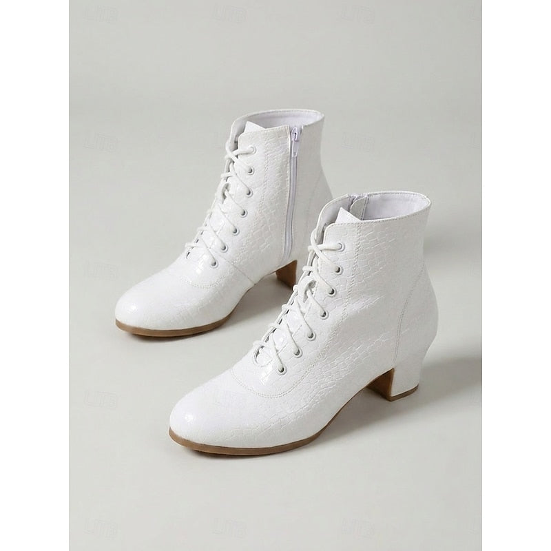 Women's White Croc Print Boots