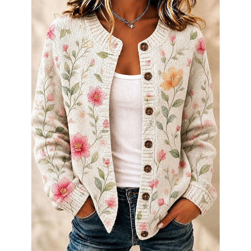 Women's Soft Floral Button Cardigan