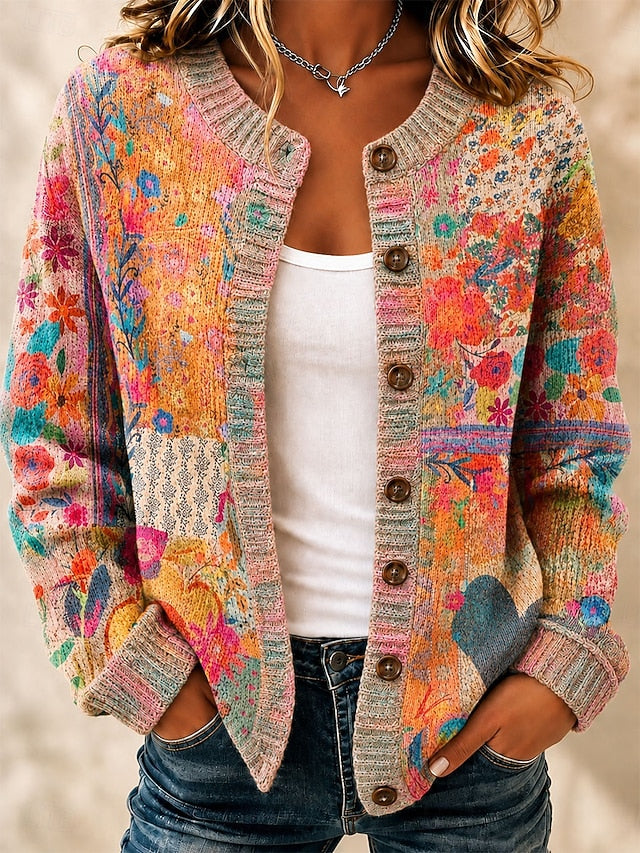Women's Painted Print Knit Cardigan