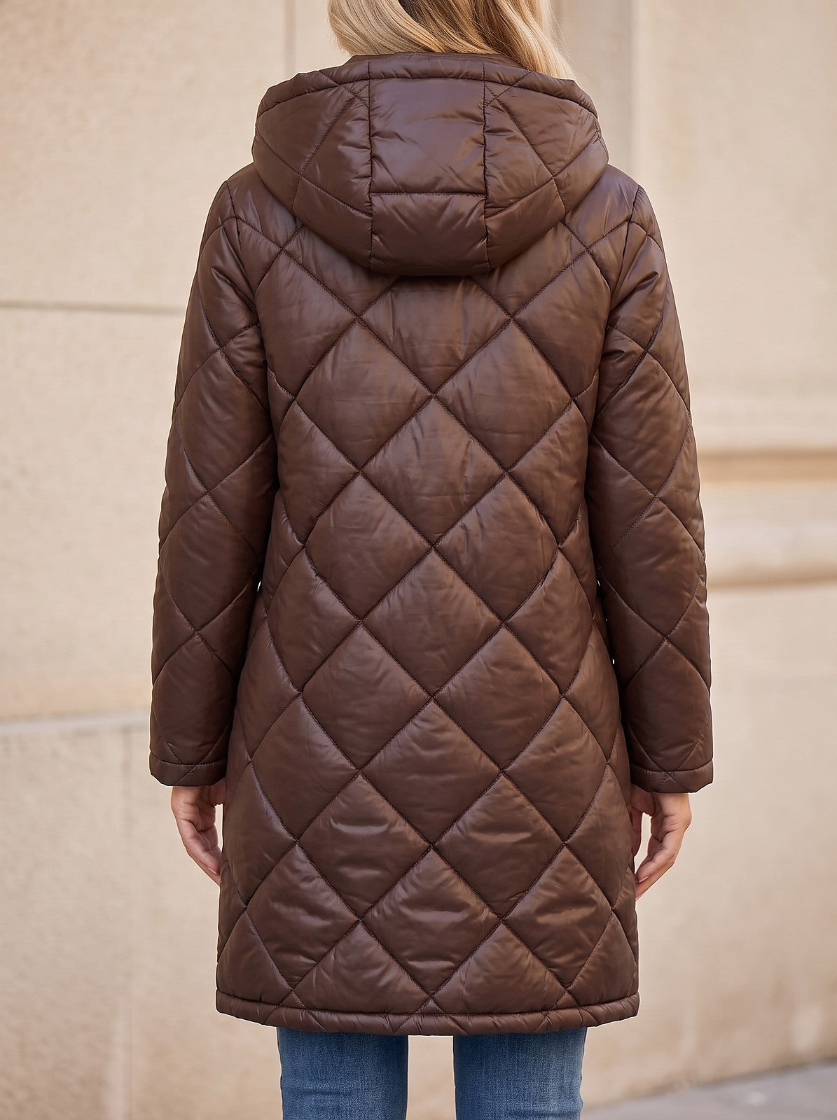 Women's Diamond Quilted Longline Puffer Coat