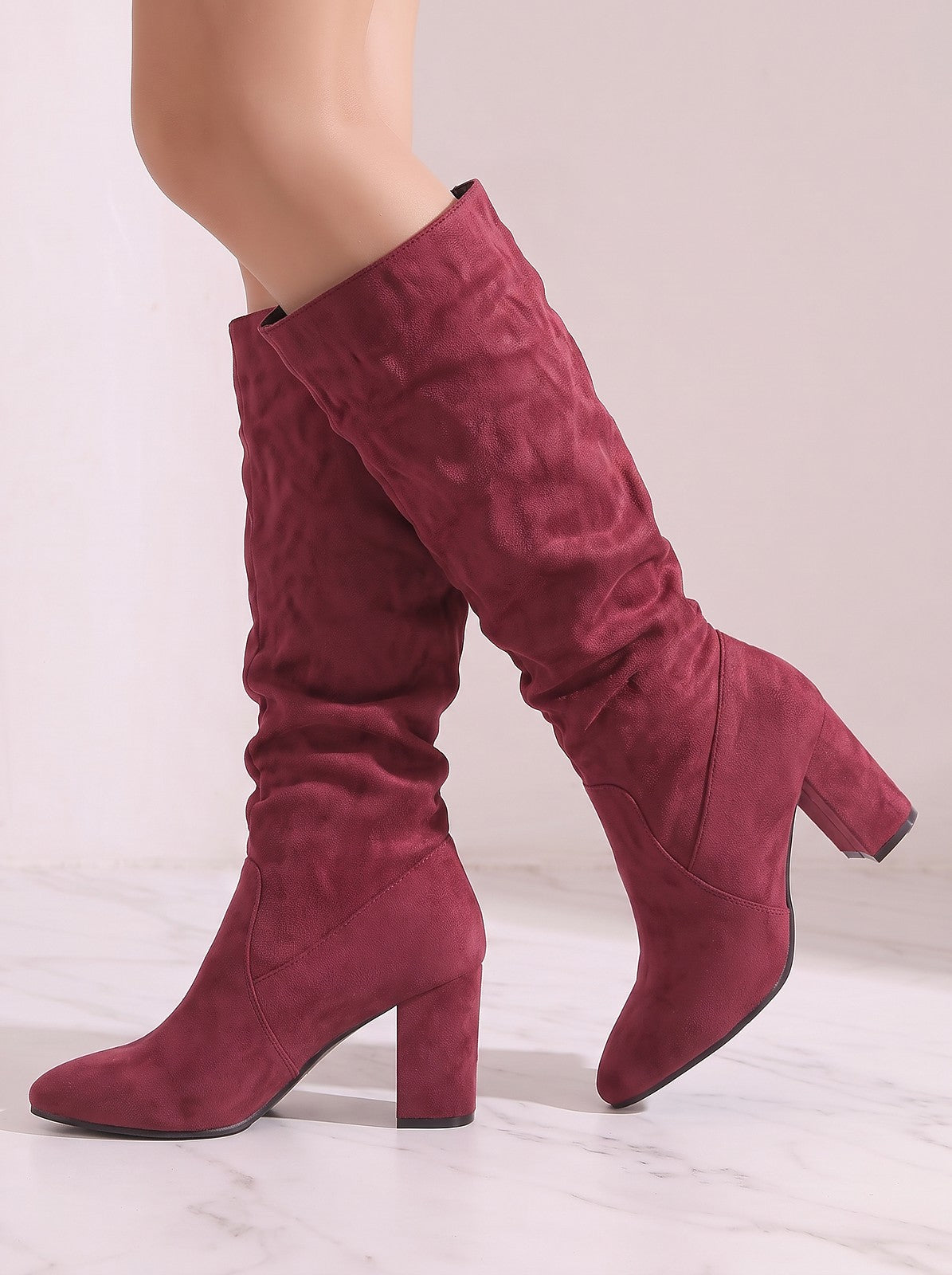 Women's Faux Suede Slouch Knee High Boots