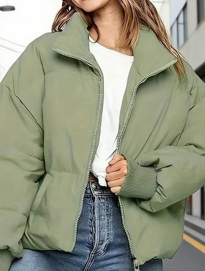 Women's Warm Cropped High Neck Puffer