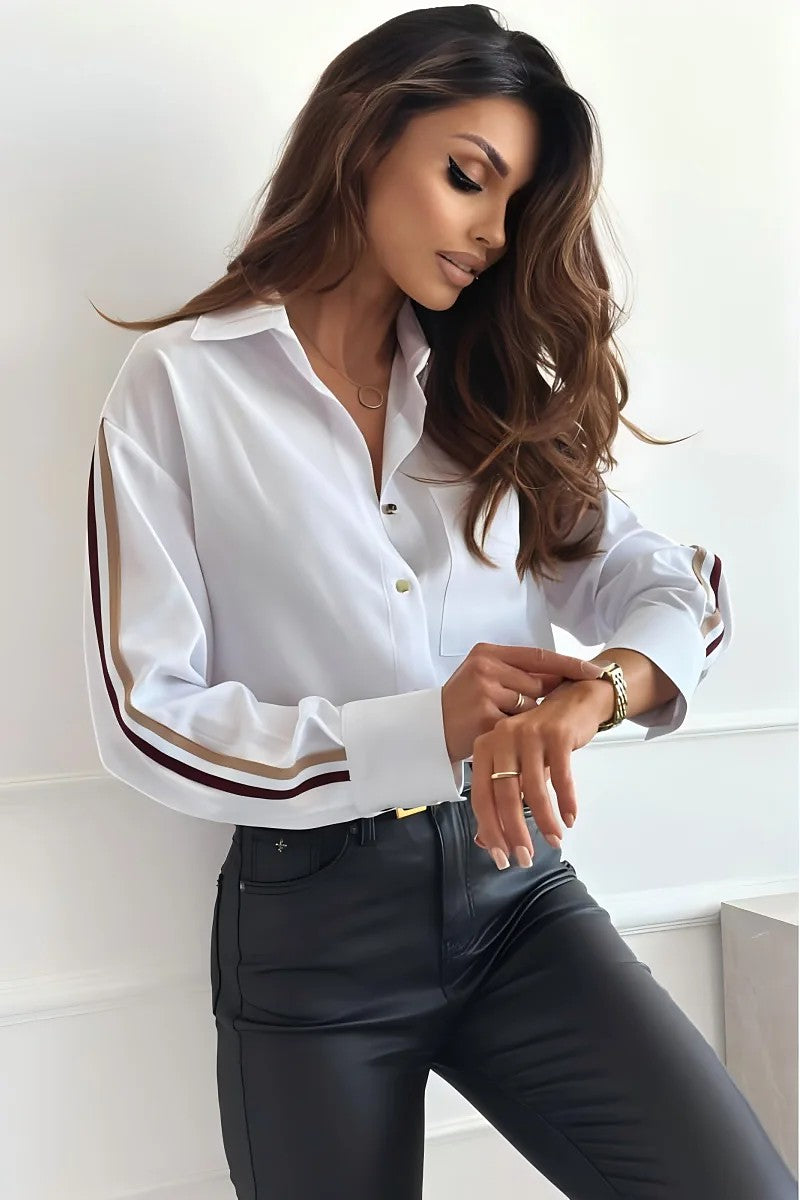 Women's Sleeve Stripe Poplin Shirt