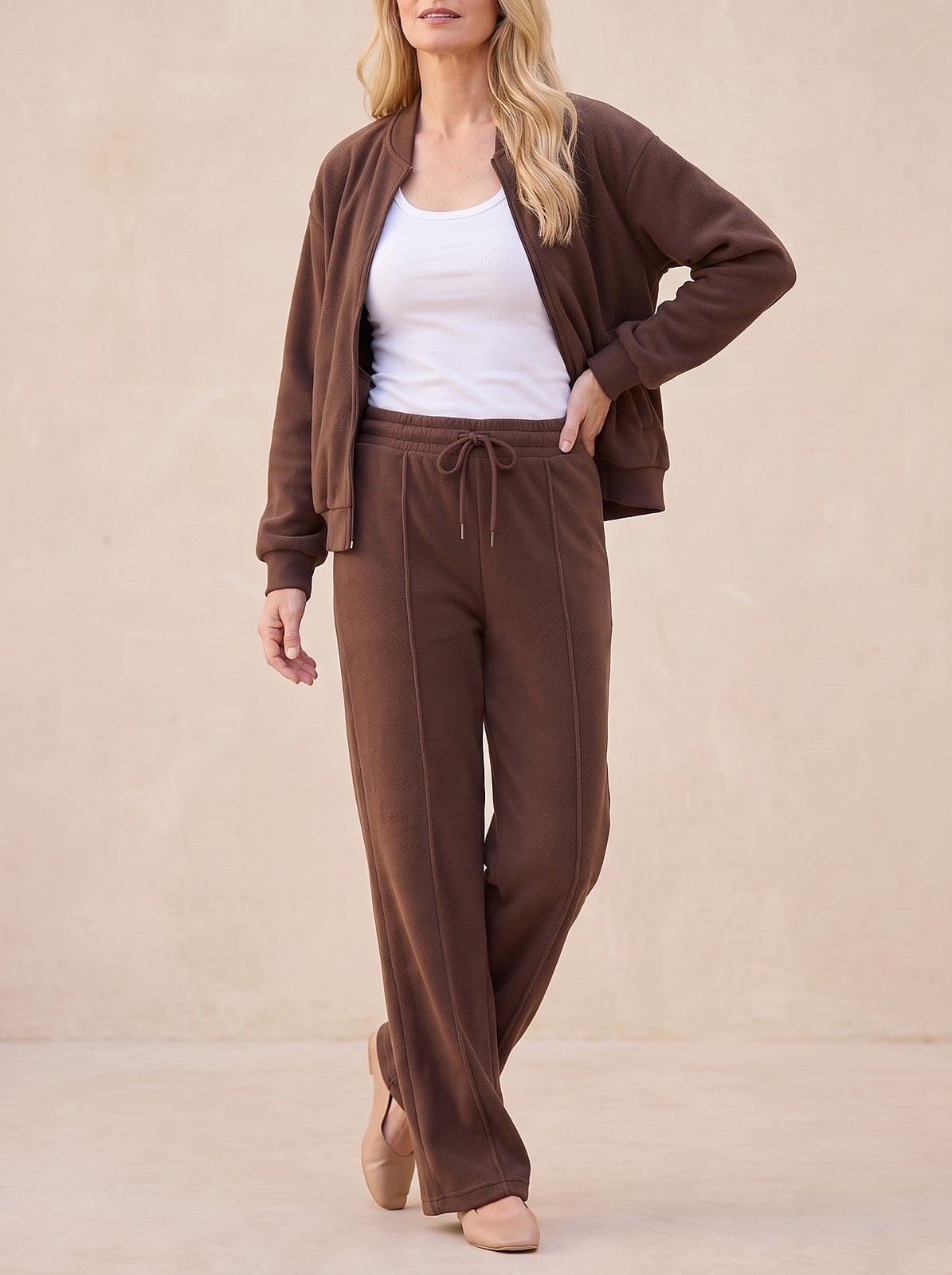 Women's Bomber Jacket Tracksuit Wide Leg Trousers
