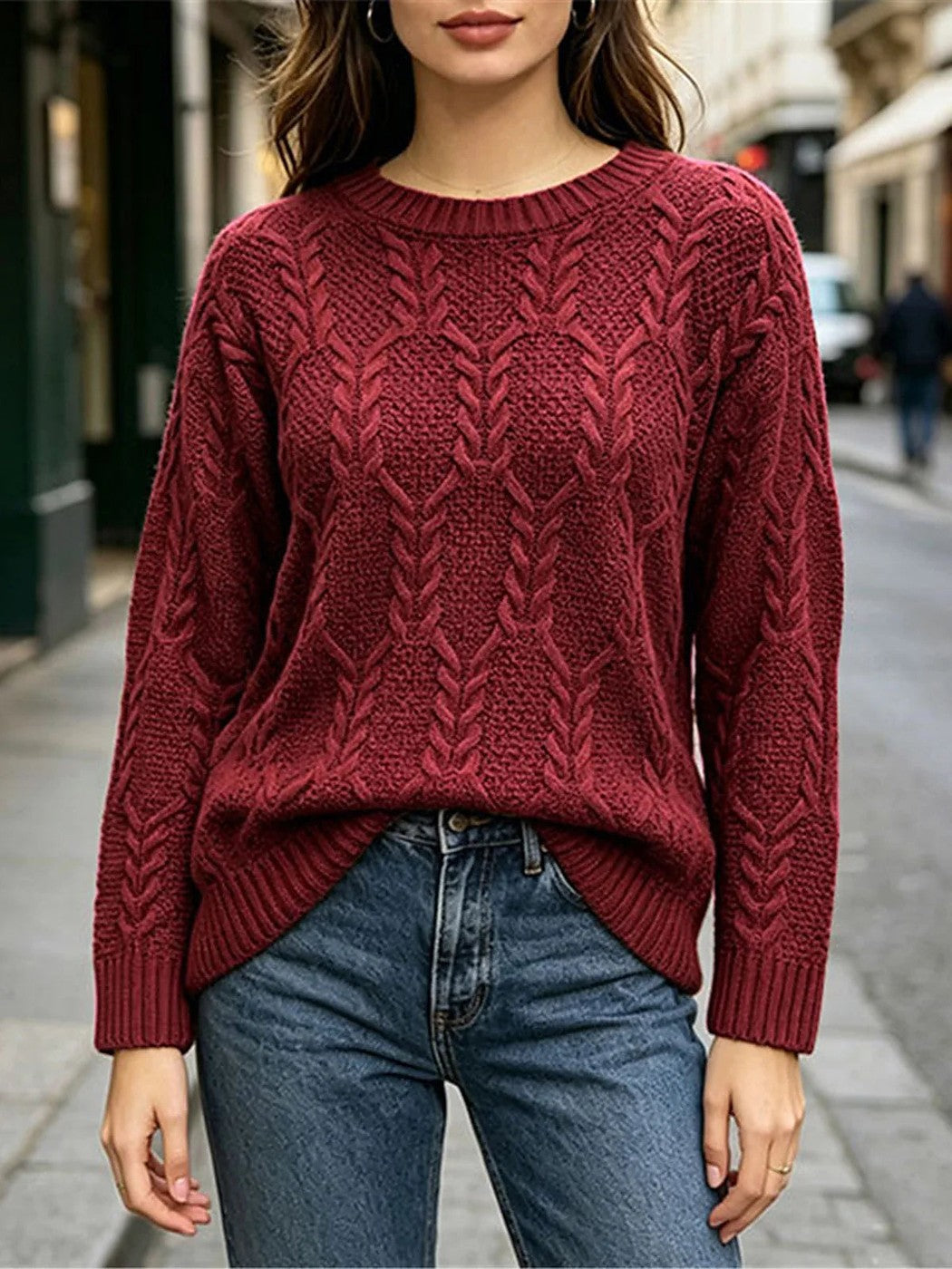 Women's Soft Textured Crew Neck Knit Jumper