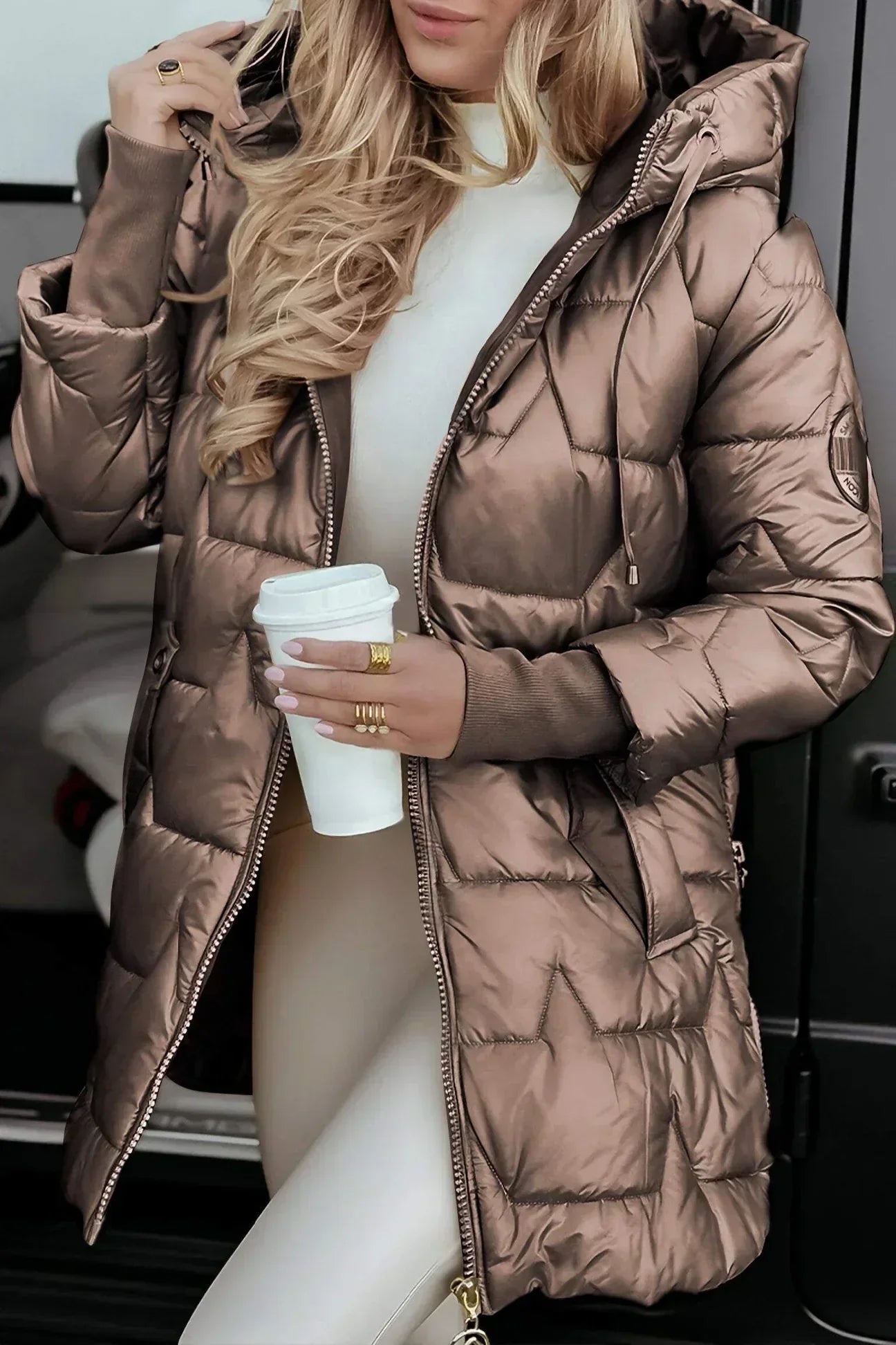 Women's Longline Padded Coat with Hood