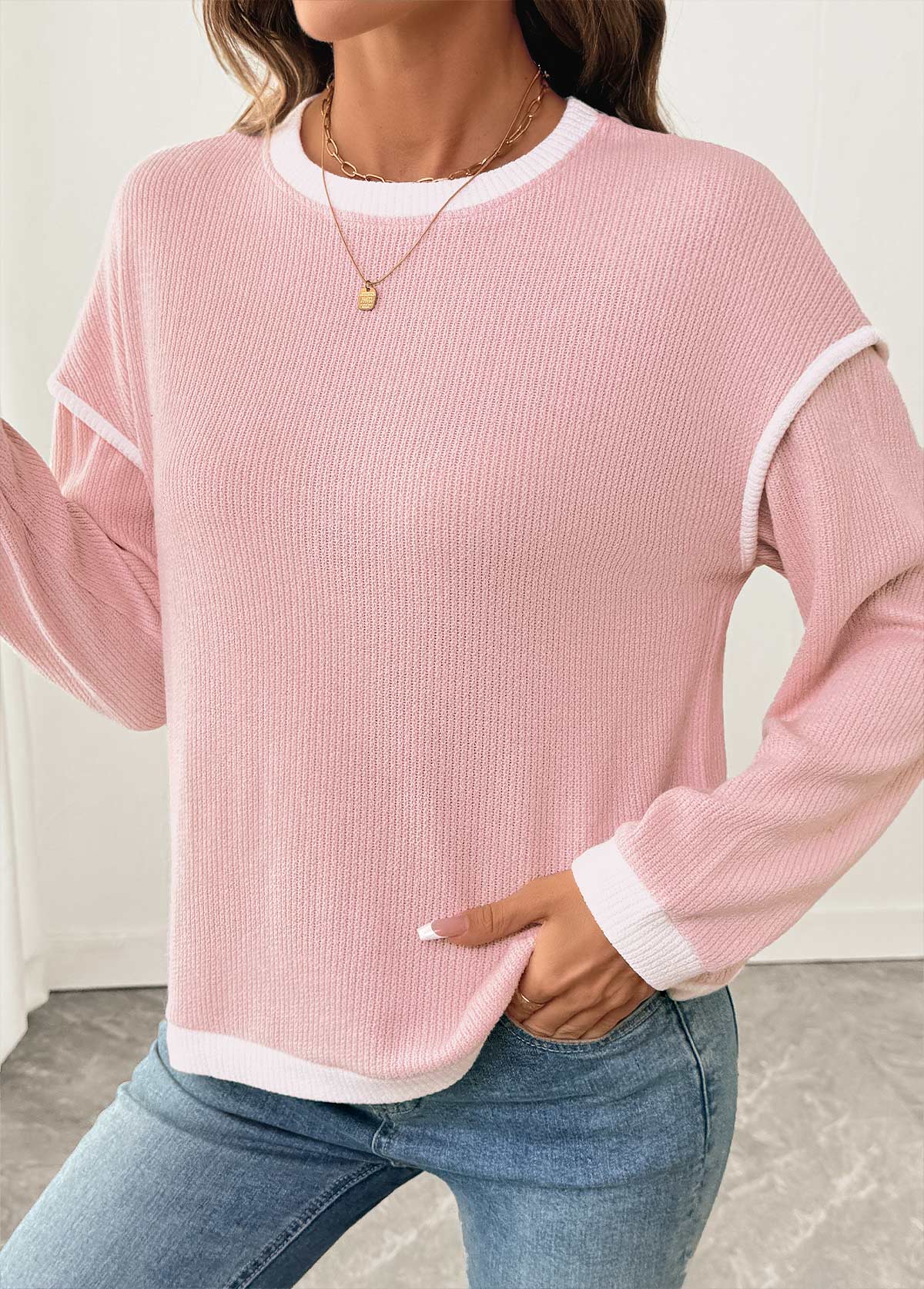 Women's Winter Patchwork Panel Sweatshirt