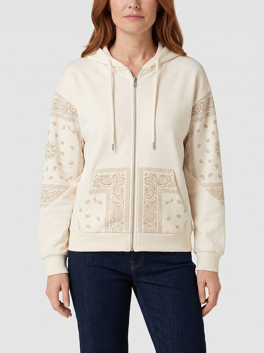 Ladies Paisley Panel Zip Through Hoodie