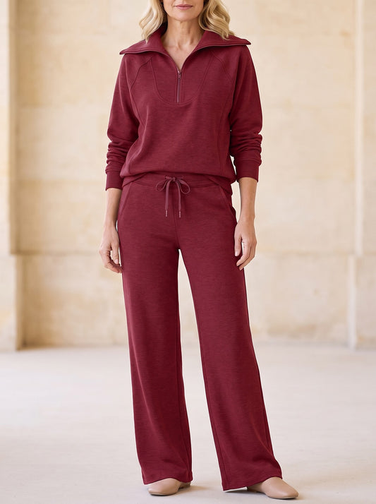 Women's Knitted Half Zip Lounge Set