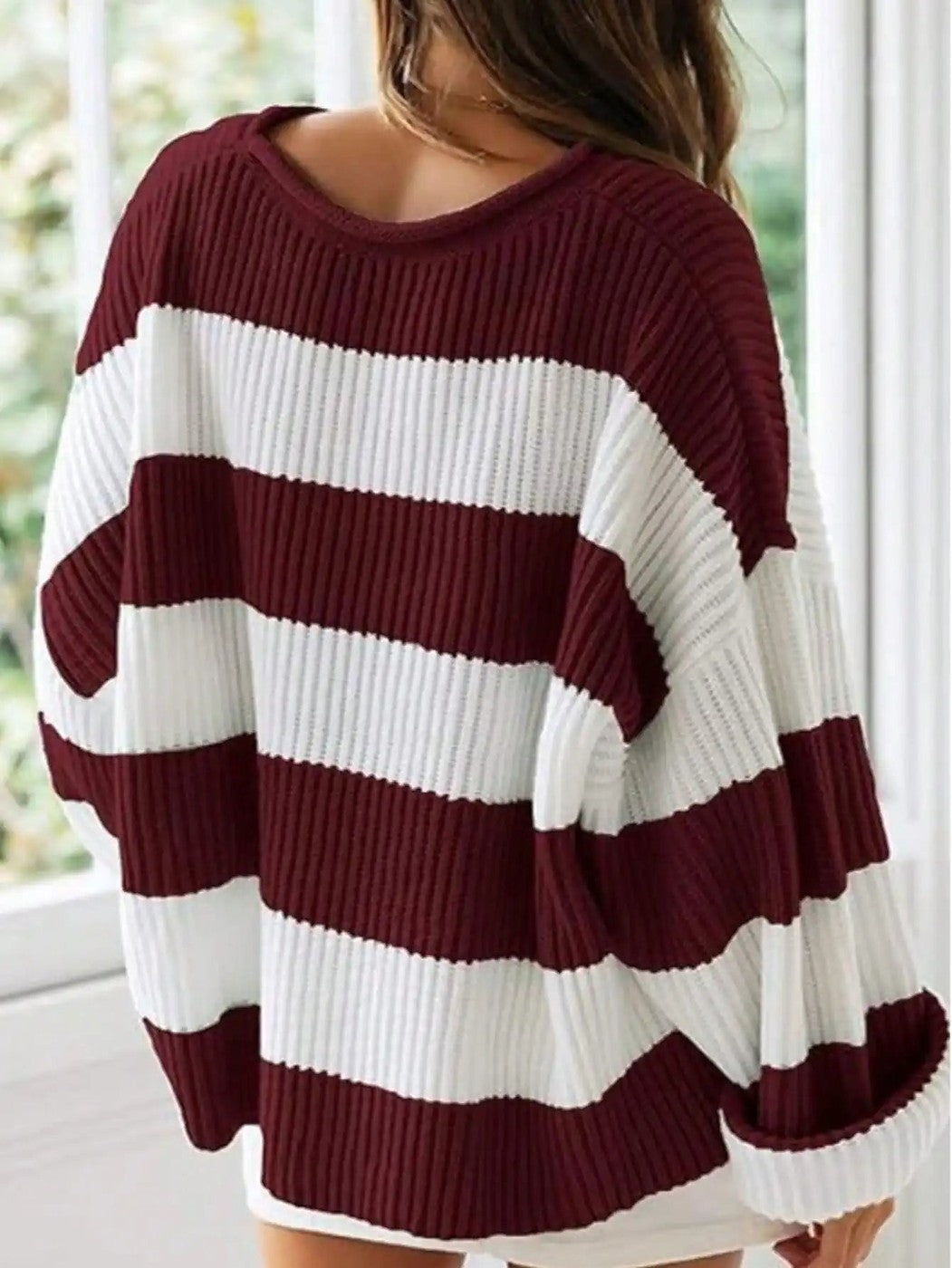 Women's Winter Chunky Knit Wide Stripe Jumper