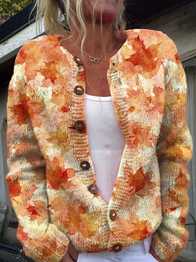 Women's Textured Flower Knit Cardigan