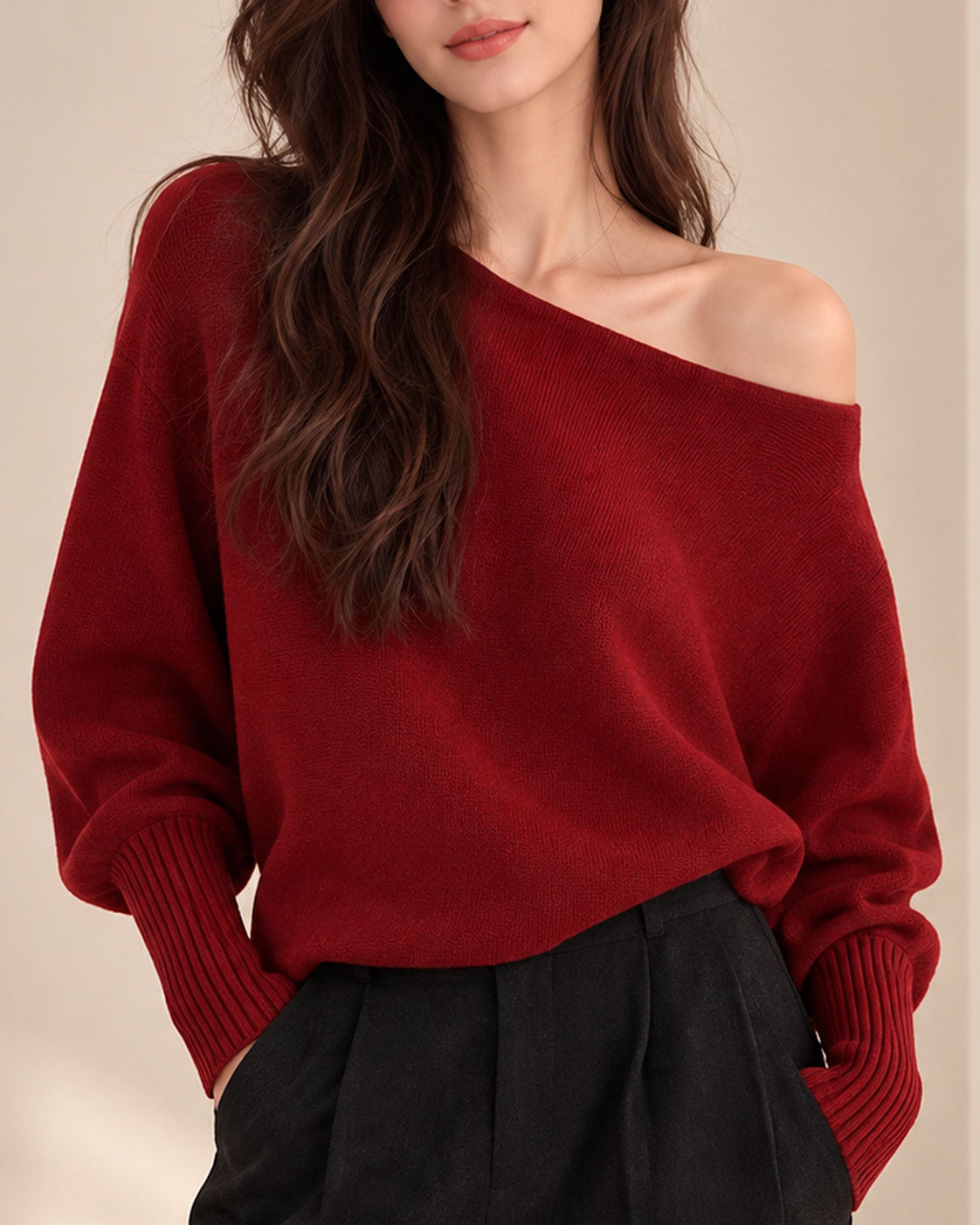 Women's Batwing Sleeve Boat Neck Jumper