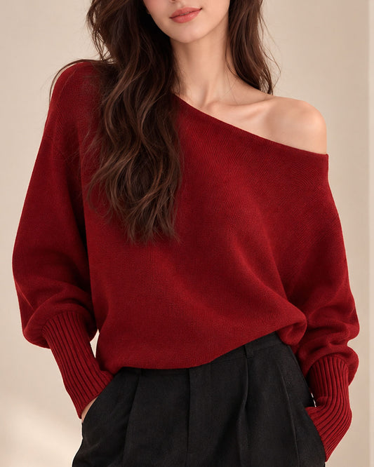 Women's Batwing Sleeve Boat Neck Jumper