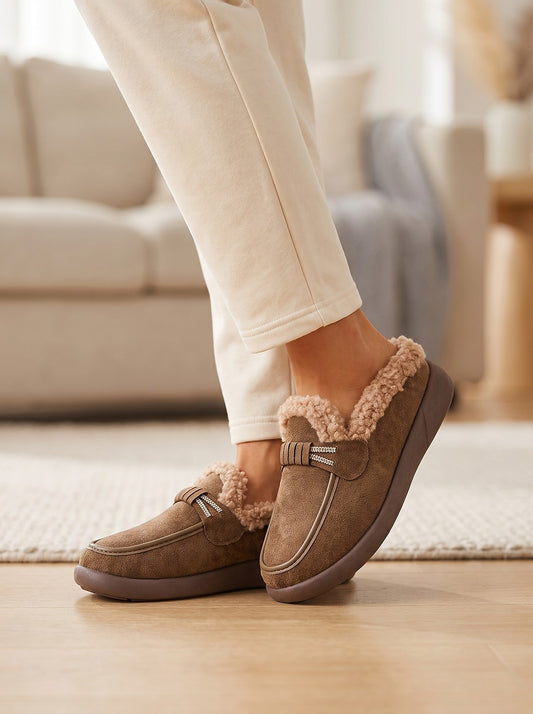 Women's Cosy Moccasin Slippers Rubber Sole