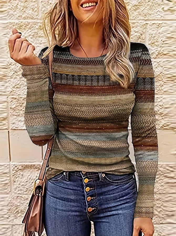 Women's Patterned Stripe Knit Jumper