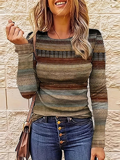 Women's Patterned Stripe Knit Jumper