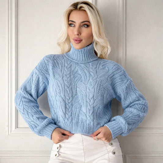Women's Cable Knit Roll Neck Jumper