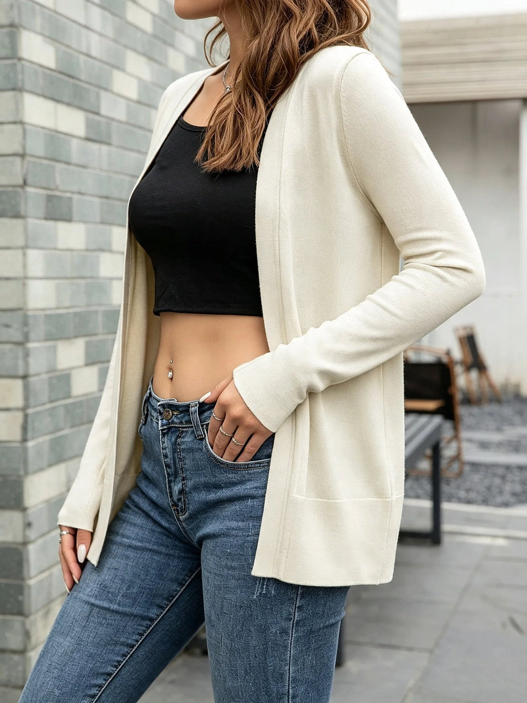 Women's Soft Shawl Collar Jersey Cardigan