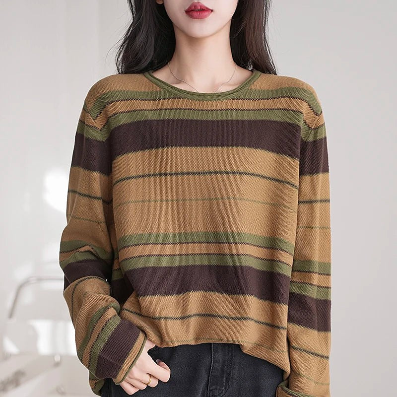 Women's Jacquard Stripe Long Sleeve Jumper