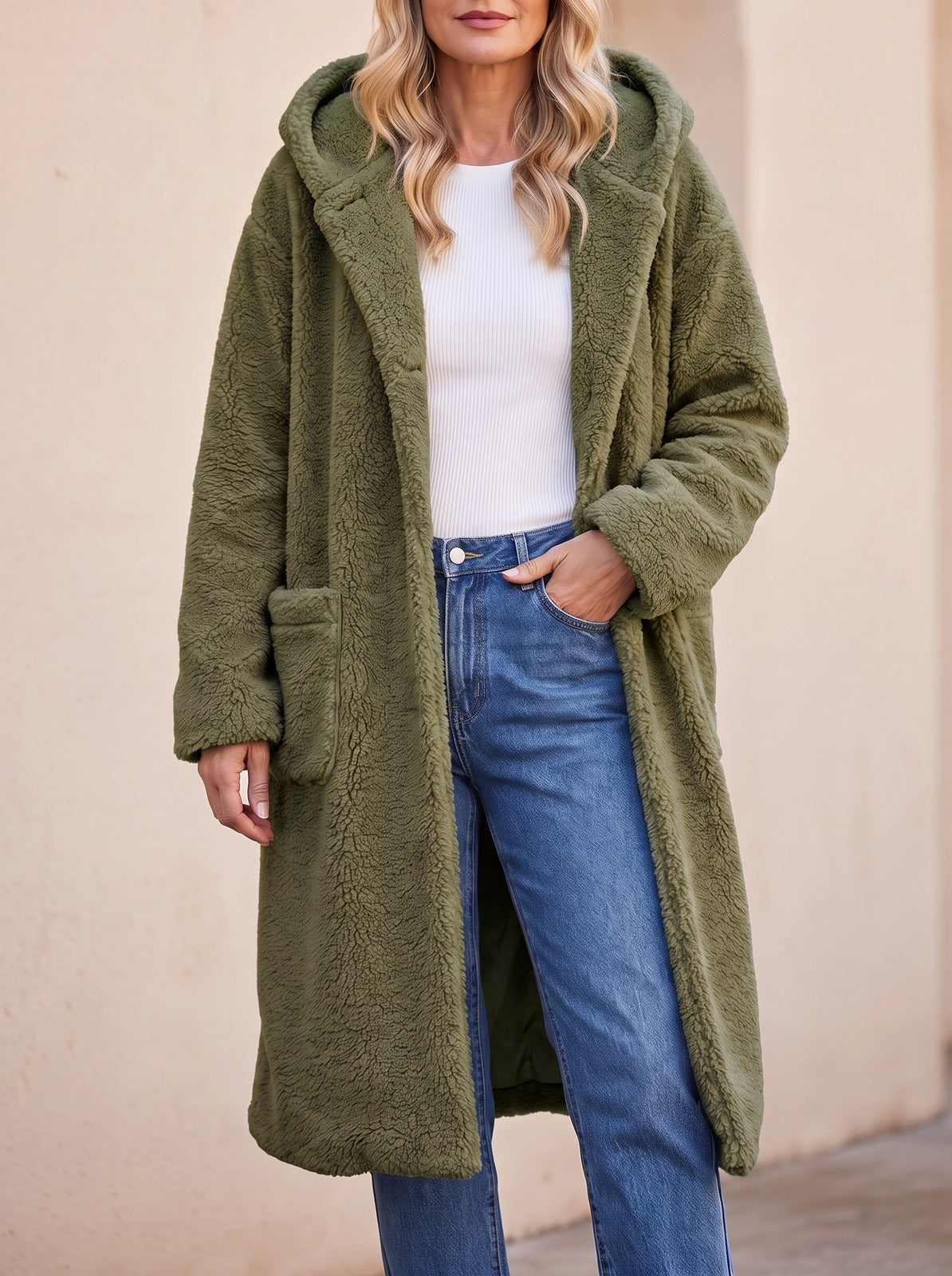 Women's Oversized Hooded Teddy Fleece Coat