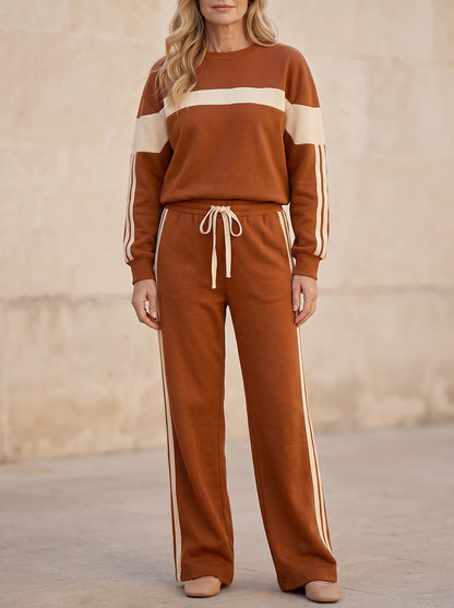 Women's Striped Sweatshirt Wide Leg Tracksuit