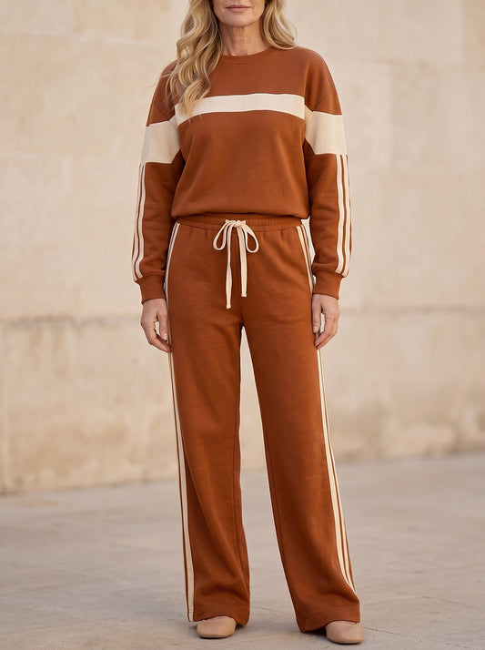 Women's Striped Sweatshirt Wide Leg Tracksuit