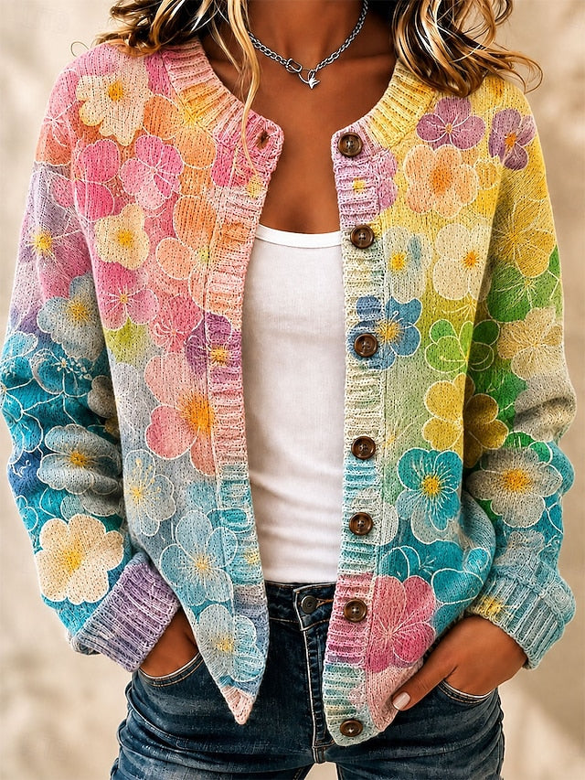 Women's Painted Print Knit Cardigan