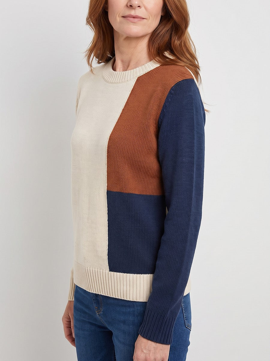Ladies Autumn Colour Block Knit Jumper