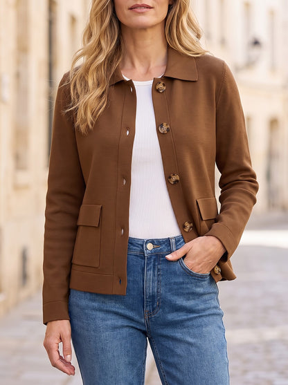 Women's Knit Shacket with Flap Pockets