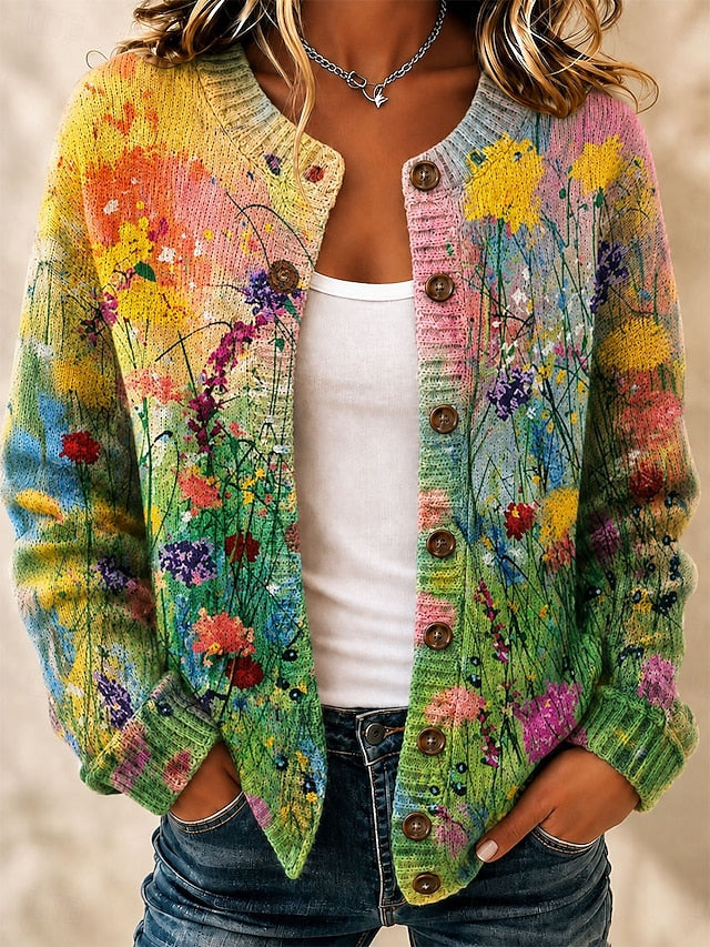 Women's Painted Print Knit Cardigan