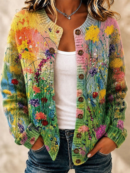 Women's Painted Print Knit Cardigan