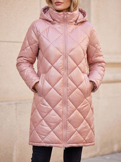Women's Diamond Quilted Longline Puffer Coat