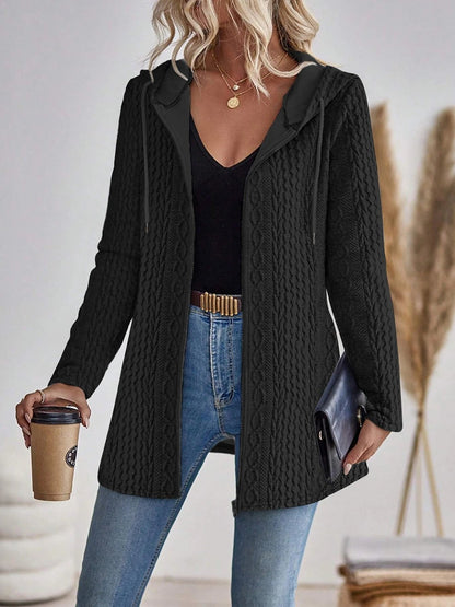 Women's Hooded Cable Knit Cardigan