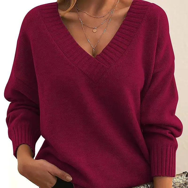 Women's Deep V Neck Jumper