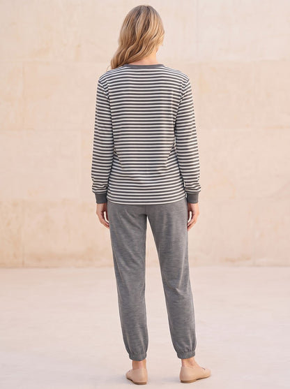 Women's Striped Top and Joggers Set