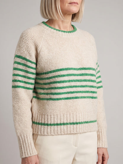 Women's Winter Fluffy Knit Contrast Stripe Jumper
